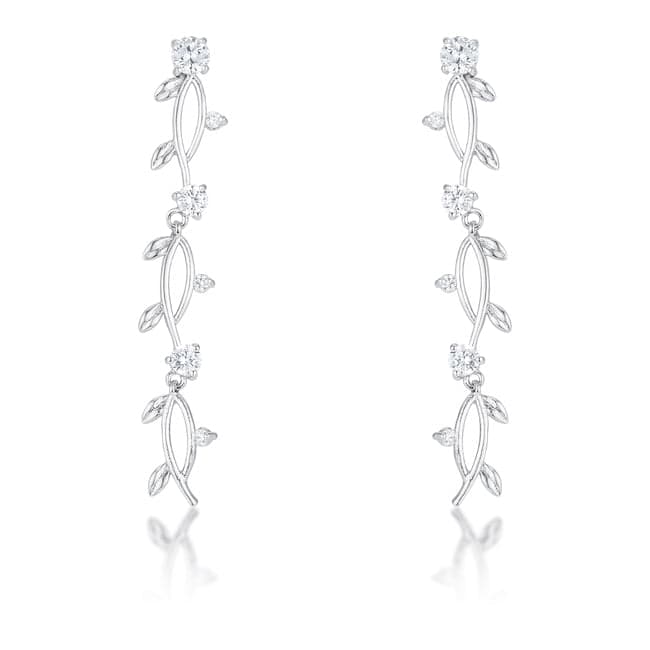 1.1Ct Vine Design Rhodium Earrings