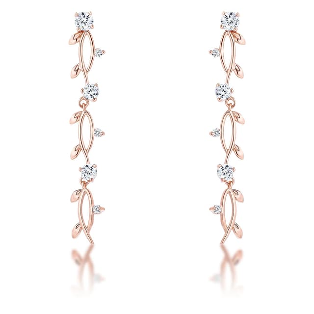 1.1Ct Vine Design Rose Gold Plated Earrings