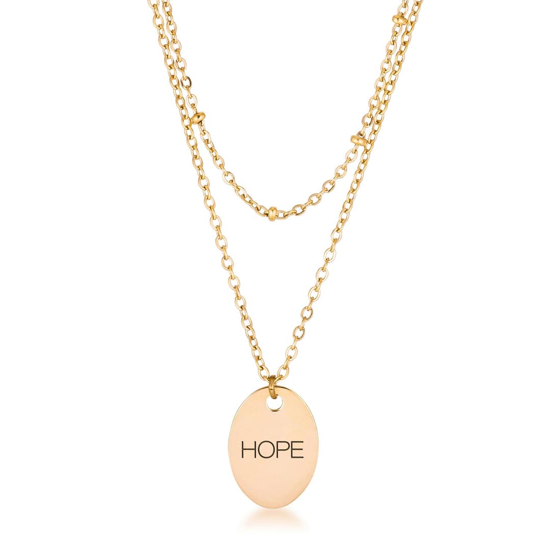 18k Gold Plated Double Chain Hope Necklace
