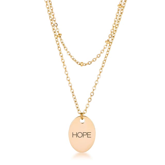 18k Gold Plated Double Chain Hope Necklace