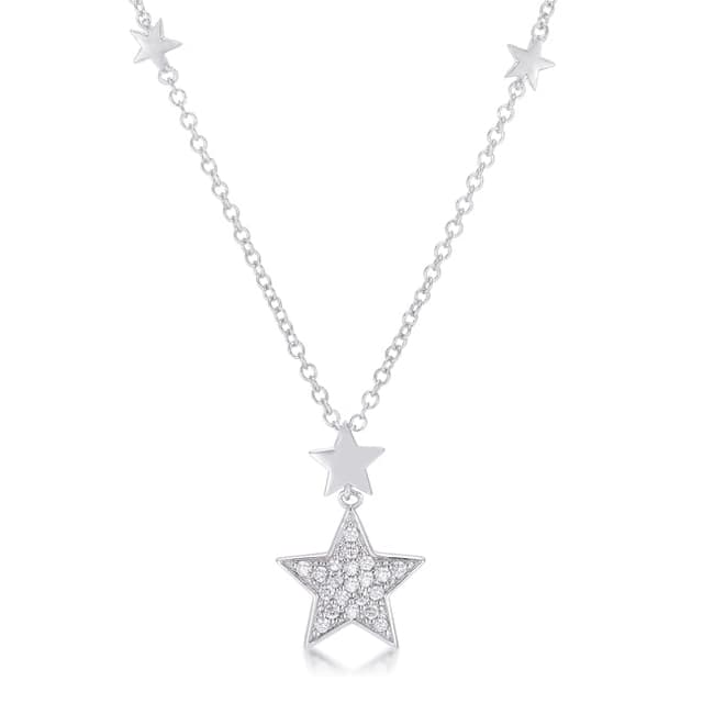 .32Ct Rhodium Star Necklace with Shimmering CZ