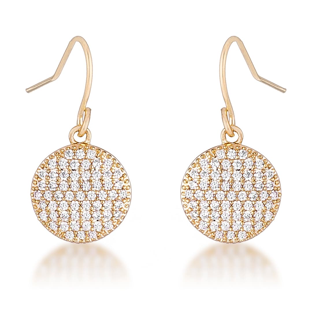 .6 Ct Elegant CZ Gold Plated Disk Earrings