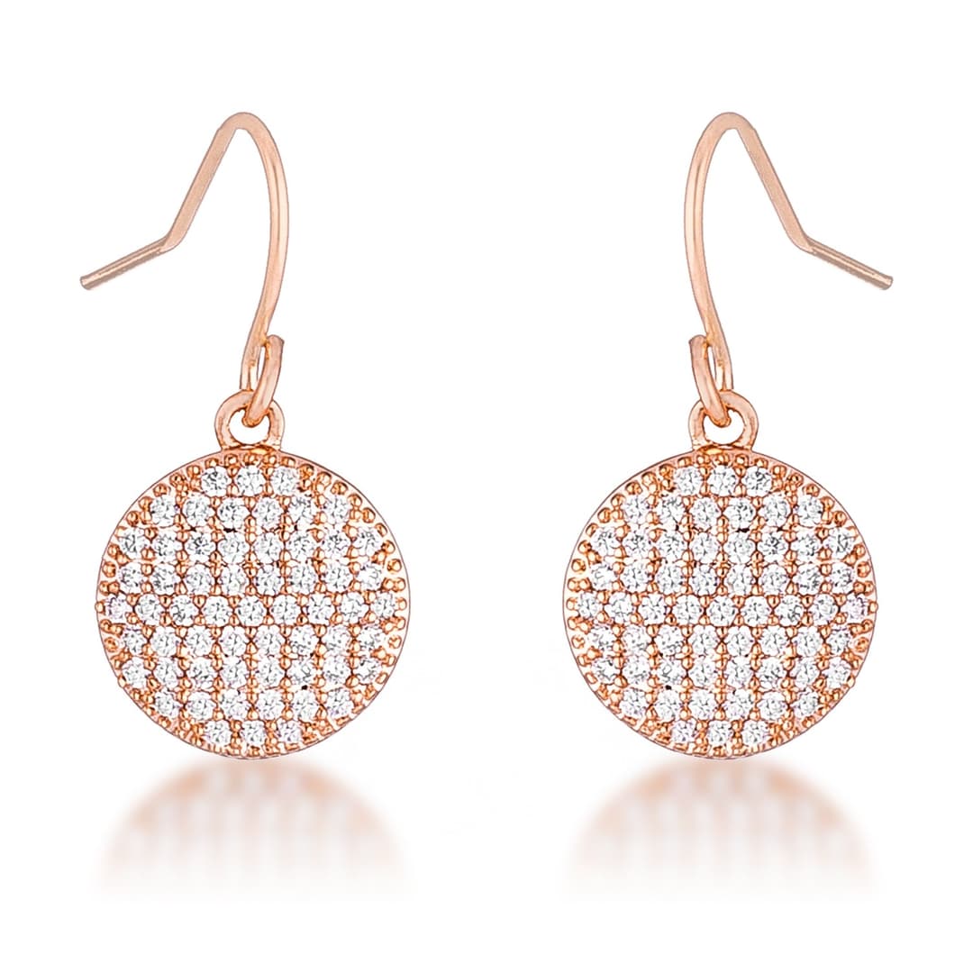 .6 Ct Elegant CZ Rose Gold Plated Disk Earrings