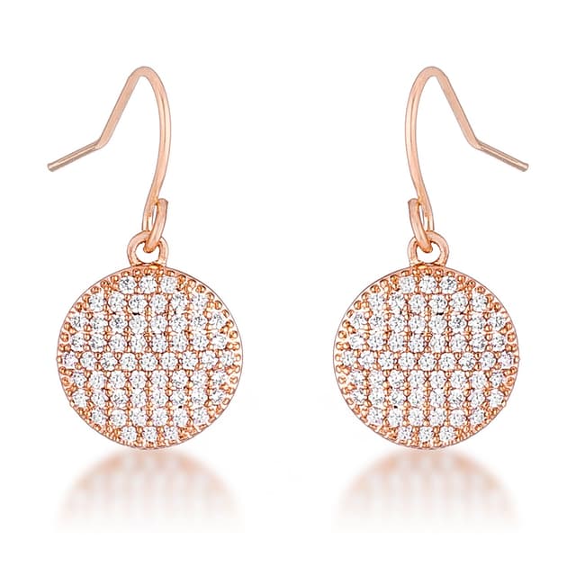 .6 Ct Elegant CZ Rose Gold Plated Disk Earrings