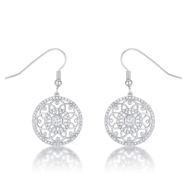 .95 Ct Interlocking Circle Rhodium and CZ Earrings