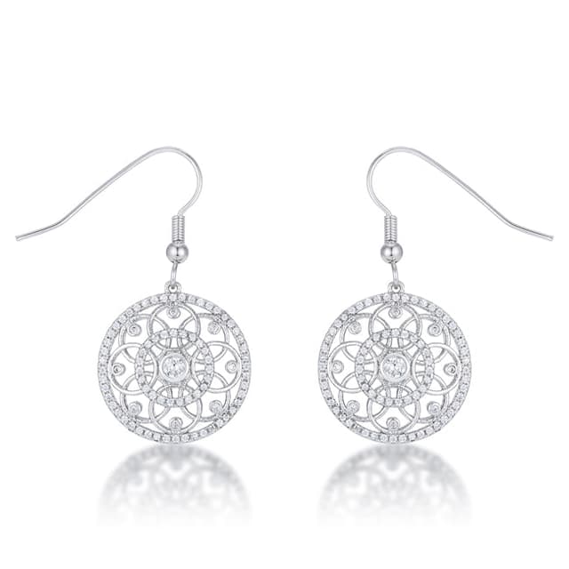 .95 Ct Interlocking Circle Rhodium and CZ Earrings