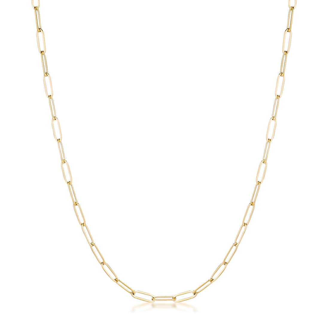 16" Gold Plated Linked Petite Paperclip Chain Necklace